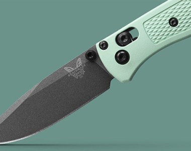 Benchmade Bugout Knife with Seafoam Handle Hero