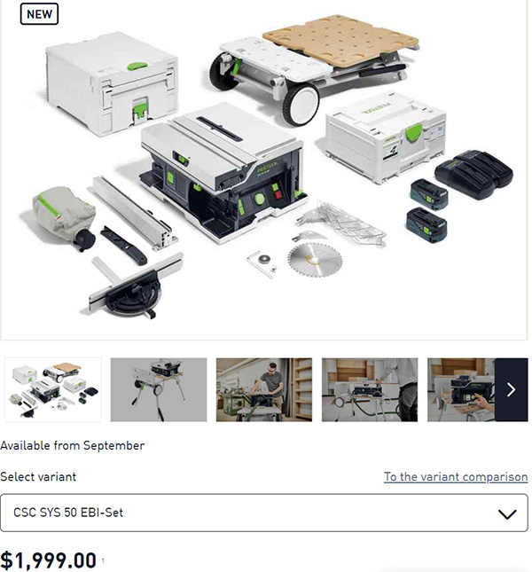 Festool CSC SYS 50 Cordless Table Saw Set with USA Price