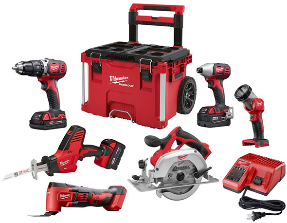Milwaukee M18 Cordless Power Tool Combo Kit and Packout Rolling Tool Box Promo 2018