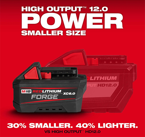 Milwaukee M18 Forge 6Ah Battery Power Output and Smaller Size vs 12Ah