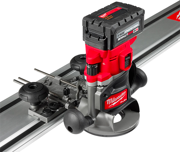 Milwaukee M18 Fuel Cordless Router 2838-20 with Guide Rail Attachment