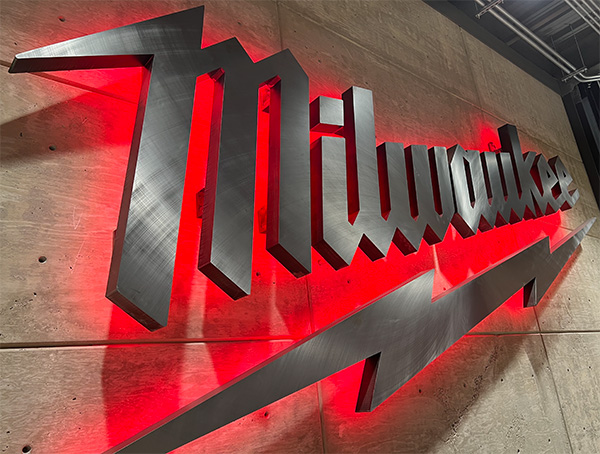 Milwaukee Tool Building Logo Made from Steel