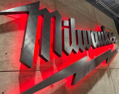 Milwaukee Tool Building Logo Made from Steel