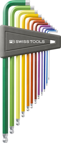 PB Swiss Color Coded Inch Ball Hex Key Set