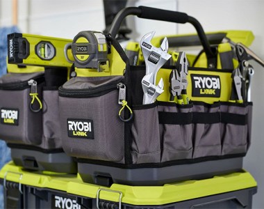 Ryobi Link 17-inch Tool Tote Filled and on Tool Box